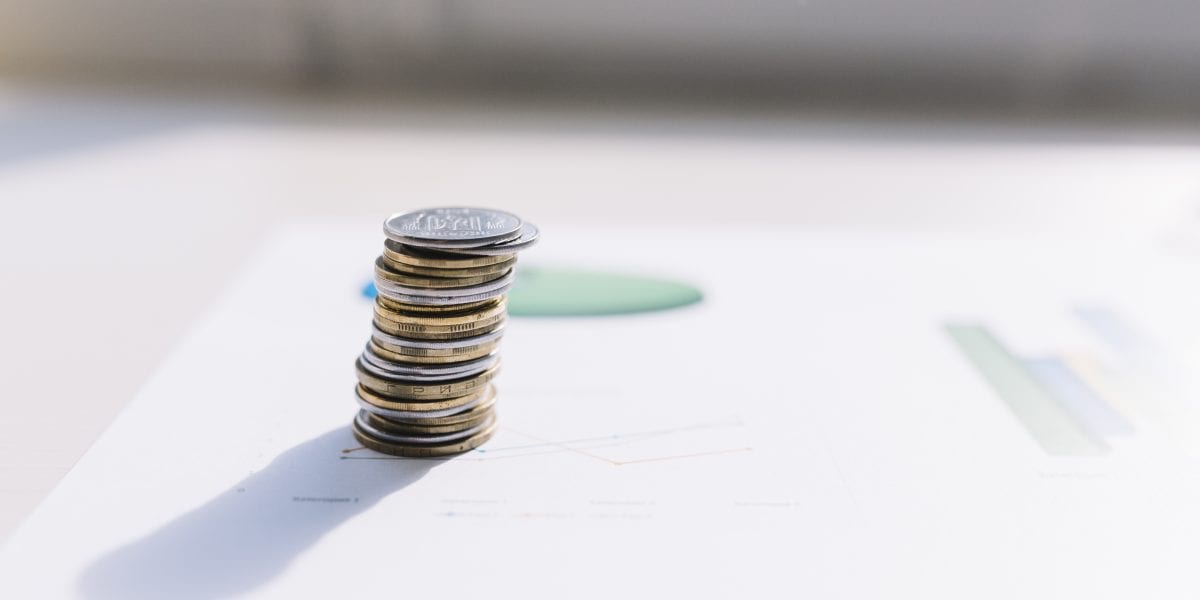 Coins on table